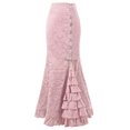 thumbnail image 1 of XZNGL Women Punk Style Retro Mermaid Skirt Vintage Long Ruffle Slim Fit Fishtail Skirt, 1 of 3