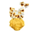 thumbnail image 1 of Gupgi 0-24M Baby Girl Romper Sunflower Printed Ruffle Sleeve Backless Jumpsuit, 1 of 5