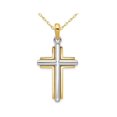 thumbnail image 1 of Collier Pendentif Croix en Or Jaune et Blanc 14K avec Chaîne, 1 of 4