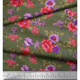 thumbnail image 2 of Soimoi Polyester Crepe Fabric Leaves & Floral Print Fabric by The Yard 52 Inch Wide, 2 of 3