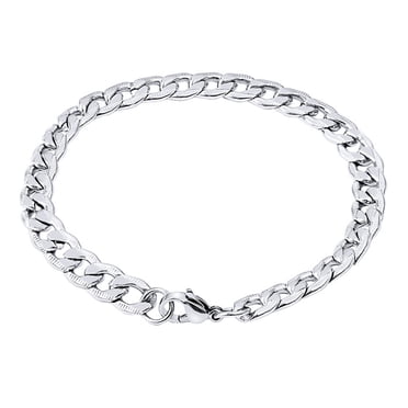 Men Chunky Chain Bracelets Retro Men Jewelry Titanium Steel (Silver)