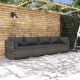 thumbnail image 1 of vidaXL 4 Piece Garden Lounge Set with Cushions Poly Rattan Grey, 1 of 4