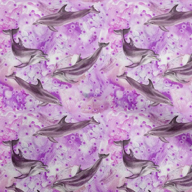 oneOone Cotton Poplin Purple Fabric Ocean Dolphin Sewing Craft Projects Fabric Prints By Yard 56 Inch Wide