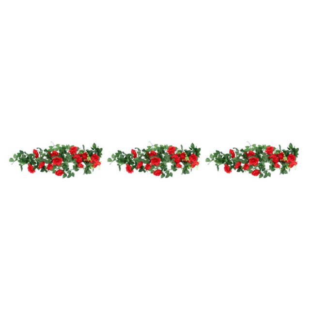 stanreset 1/2/3/5 Artificial Flower Plant Fake Vine Roses Simulation Rose Self-Assembly Party Balcony Garden Restaurant Living Room Garland Red 3PCS