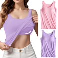 thumbnail image 2 of Womens Cotton Camisole Adjustable Camisole With Frame Bra Stretch Undershirt, 2 of 6