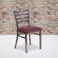 thumbnail image 4 of HERCULES Series Clear Coated Ladder Back Metal Restaurant Chair - Burgundy Vinyl Seat, 4 of 6