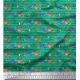 thumbnail image 1 of Soimoi Green Poly Georgette Fabric Stripe & Love Text Print Fabric by the Yard 52 Inch Wide, 1 of 5