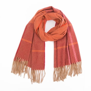 Dvkptbk Foulards pour Femmes 200*50CM Hiver Foulard en Peluche pour Dames à Rayures et Carreaux à Empiècements Foulard Chaude Châle Foulard Vêtements en Liquidation