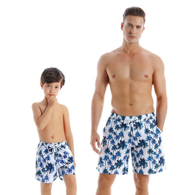 KYAIGUO Father Son Matching Swim Trunks Swimming Trunk Shorts Set with Elastic Waistband Daddy Son Bathing Suits