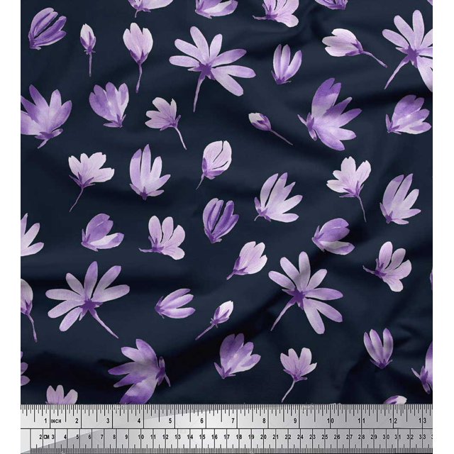 Soimoi Poly Georgette Fabric Artistic Flower Print Fabric by The Yard 52 Inch Wide