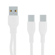 Double Head USB C Cable 2 in 1 Type C Charger Cable Short Dual USB C Cable Fast Charging Multi Charging Cable, Charging and Data Transmission