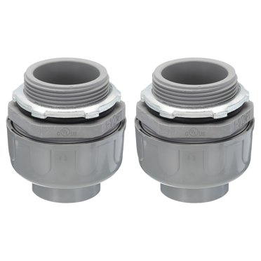 Unique Bargains Liquid Tight Connector 1-1/2NPT Non-metallic PVC Electrical Conduit Fitting Pack of 2(Straight,180D)