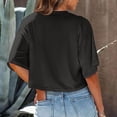 thumbnail image 4 of BVOFAR T-Shirts Décontractés à Manches Mi-Longues pour Femmes Épaules Tombantes Col Rond Crop Tops Été Couleur Unie Tees 2025, 4 of 7