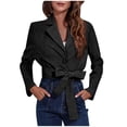 thumbnail image 2 of Qertyioot Blazer Décontracté de Bureau pour Femme et Haut d'Hiver pour Femme en Coton et Lin Imprimé à Col Rond à Manches Courtes, 2 of 3
