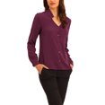 thumbnail image 4 of INSPIRE CHIC Chemise Élégante à Manches Longues Col en V pour Femmes TP Rouge Violacé, 4 of 6