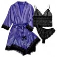 thumbnail image 1 of LSLJS 4PC Women Sexy Garter Lingerie Set Robes Lace Bodysuit Deep-V Neck Underwear, 1 of 2
