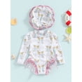 thumbnail image 2 of SUNSIOM Toddler Baby Girl Rash Guard Swimsuit Long Sleeve Bathing Suit Beach Bathing Suits with Sun Hat, 2 of 9