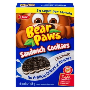 Bear Paws Sandwich Cookies Chocolate, Dare