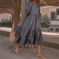 thumbnail image 1 of SMihono Robes Bohèmes d'Été Femmes Grande Taille Mode Femmes Manches Courtes Col 0 Été Décontracté Ample Grande Taille Robe à Carreaux, 1 of 4