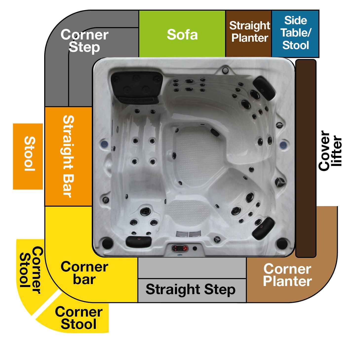 Canadian Spa Co. Straight Planter - Square Spa Surround Furniture