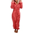 thumbnail image 2 of Babysbule Pantalon Long pour Femmes Dames Combinaison à Capuche à Manches Longues Pyjama Décontracté Hiver Chaud Combinaison de Nuit, 2 of 6