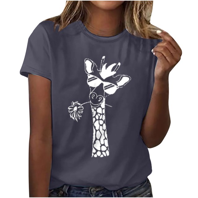 Birdeem Femmes Filles Grande Taille T-Shirts Imprimés Manches Courtes Col Rond T-Shirt Blouse Hauts