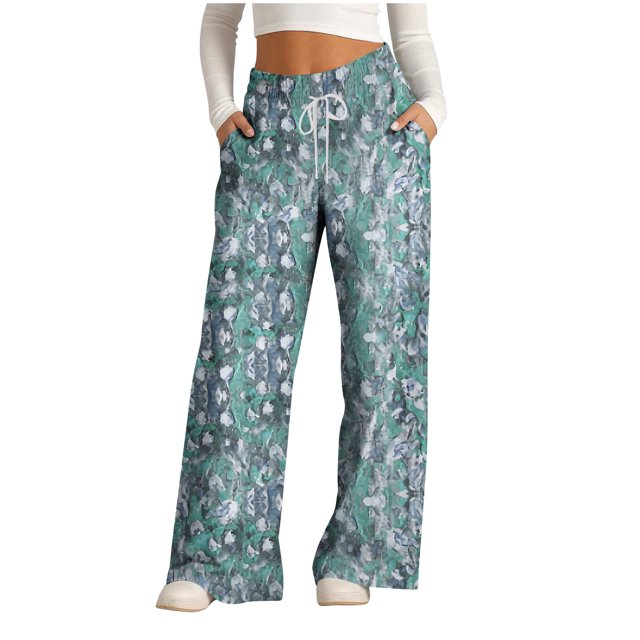 Pantalon pour Femmes, Pantalon Grand à Cordon pour Femmes à Rayures Tendance Imprimées