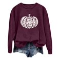 thumbnail image 1 of Arlun,Halloween Chandails en Molleton Citrouille 2025 Mode Automne Femmes Grande Taille Chandails à Lettres Imprimées Hauts Coupe Ample Confortable Col Rond Manches Longues Manteau Hauts Sans Capuche Vin G, 1 of 3