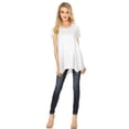 thumbnail image 1 of Womens Short Sleeve Scoop Neck Flowy Tunic Top - Made in USA, Medium, White, 1 of 1