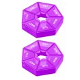 thumbnail image 1 of Lot de 2 Étui à Pilules 7 Compartiments Durable Compact Rangement Quotidien Pilules Comprimés Distributeur de Bonbons Portable Maison Voyage Camping Organisateur Boîte Violet, 1 of 8