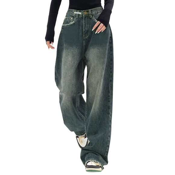 Women Baggy Jeans Trousers With High Waist E Girl Style Streetwear Fashion Denim Jean Suits for Women Womens Jean Shorts Size 14 Women Stretch Jean Jean Womens Hat Jean Jacket Sleeveless Women