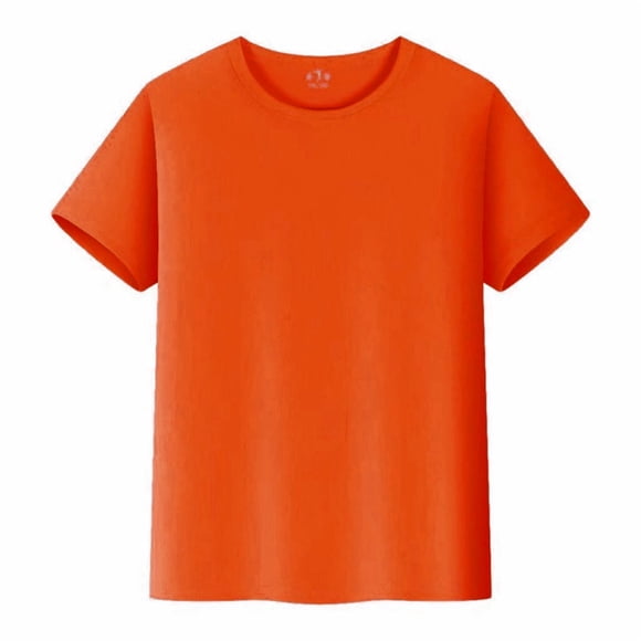 Zhuashum Spring T Shirts For Boys Solid Color Topss Short Sleeve Tops Tees Unisex Toddler Children Crew Neck Tops Cute Teen Clothes Orange 12-14 Years