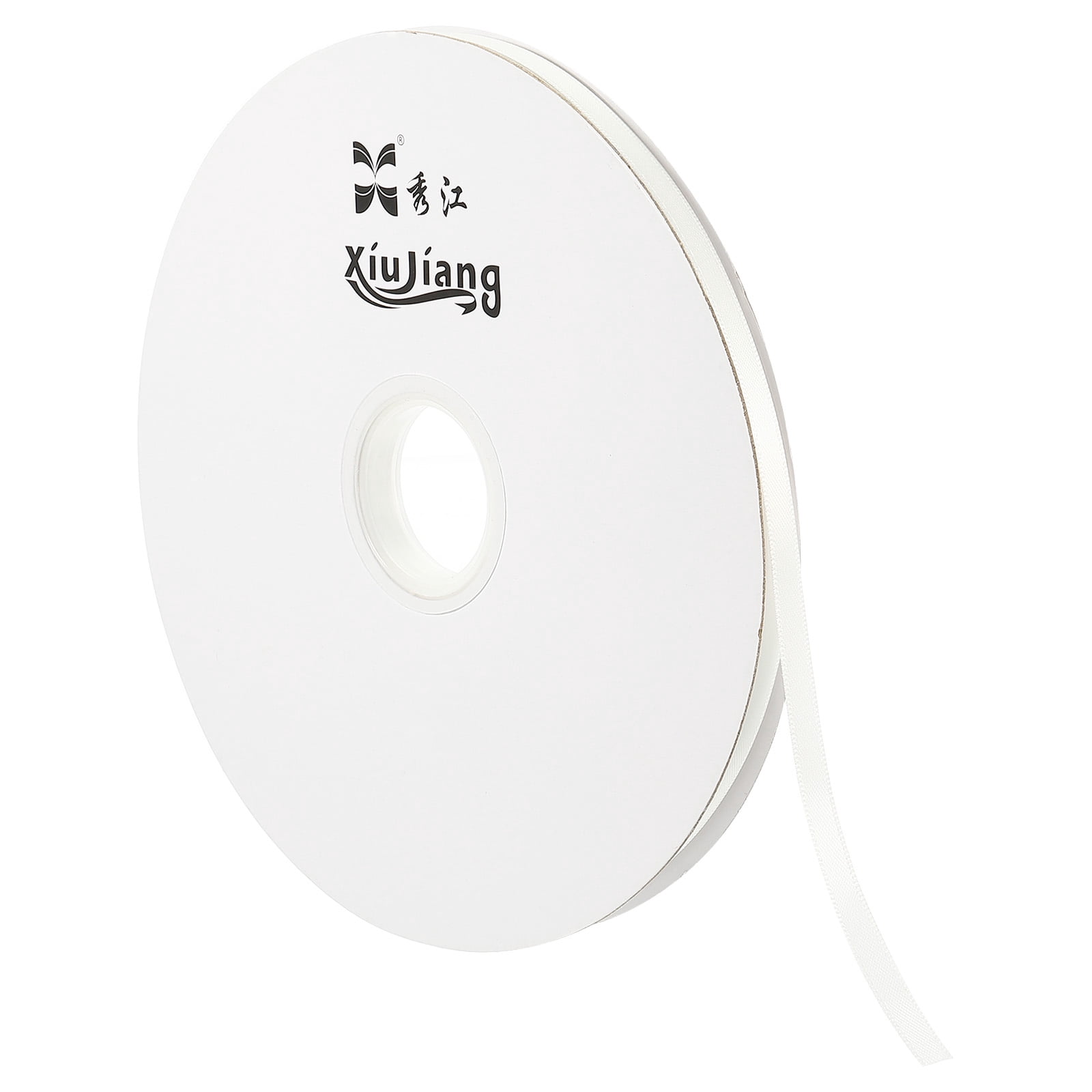 Unique Bargains 0.28' x 100 Yards Double Face Decorate Crafts Roll Satin Ribbon Raw White