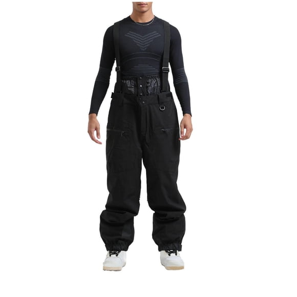 FAVIPT Hommes Femmes Pantalon Salopette de Ski Imperméable Pantalon Salopette Coupe-Vent Isolé Pantalons de Neige avec Poches Hiver Extérieur Hiver Ski Planche à Neige Pantalons Noir,P