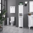 thumbnail image 2 of kleankin Armoire de Rangement Haute pour Salle de Bain avec Étagères, Blanc, 2 of 10
