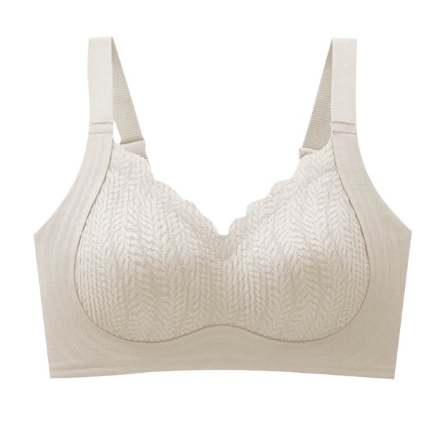 VEKDONE Woman's Embroidery Back Buckle Thin Style Ventilate Bra Without Steel Rim White L