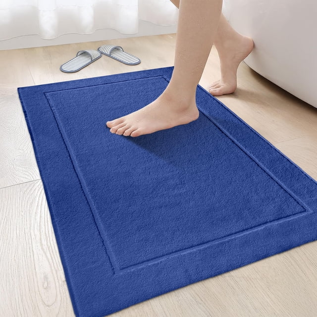 Canadian Linen Yukon Bath Mats, 2 Pack, 20"x34" Lightweight Quick Dry Soft Absorbent Cotton Shower Tub Mat Set for Bathroom Picture Frame Design, Plum