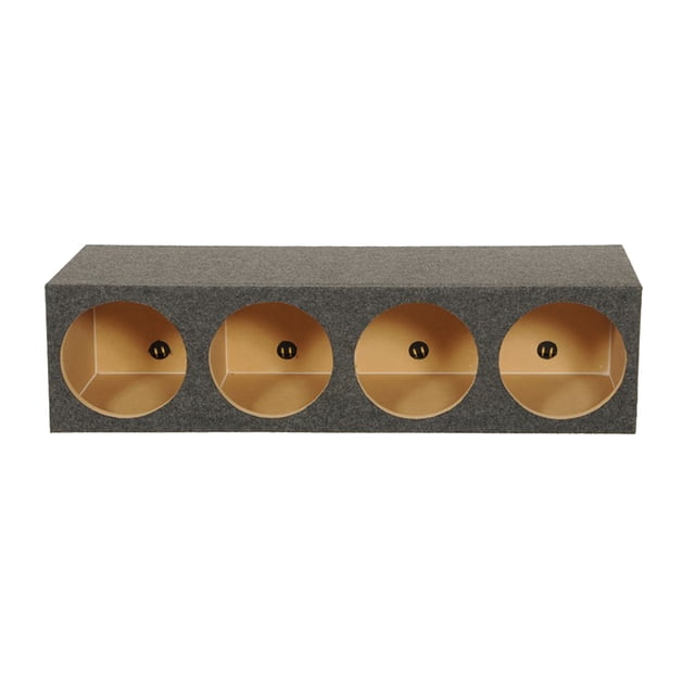 Q Power Quad 12 Inch 4-Hole Sealed Subwoofer Box, Heavy Duty MDF Enclosure