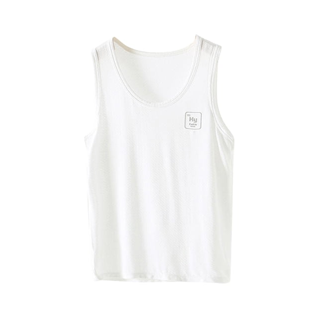 Sunnyoo Tween Boy Racerback Tank Top with a cartoon print and round neck design. This sleeveless white vest is made from a soft, breathable cotton blend, ensuring comfort and durability. Perfect for boys' casual summer wear, daily activities, outdoor play, sports, and school outfits.