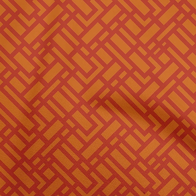 oneOone Silk Tabby Orange Fabric Geometric Craft Projects Decor Fabric Printed By The Yard 42 Inch Wide