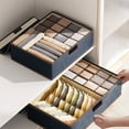thumbnail image 4 of EGNMCR Closet Organizers and Storage Underwear Socks Underwear Three In One Storage Box Cotton And Linen Compartment Storage Box Washable Storage Box With Lid Cotton and Linen Storage Pack, 4 of 6