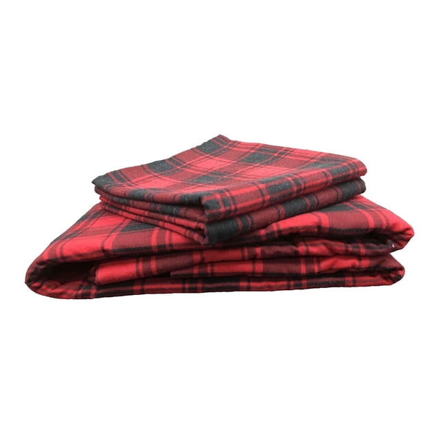hometrends Ensemble de Draps en Flanelle 3 Pcs Plié Mettant en Vedette un Motif à Carreaux Rouge et Noir, Fabriqué en Tissu Flanelle de Coton, Comprend un Drap Plat, un Drap-Housse et des Taies d'Oreiller, Conçu pour la Chaleur et la Douceur, Convient à une Literie de Chambre Douillette.