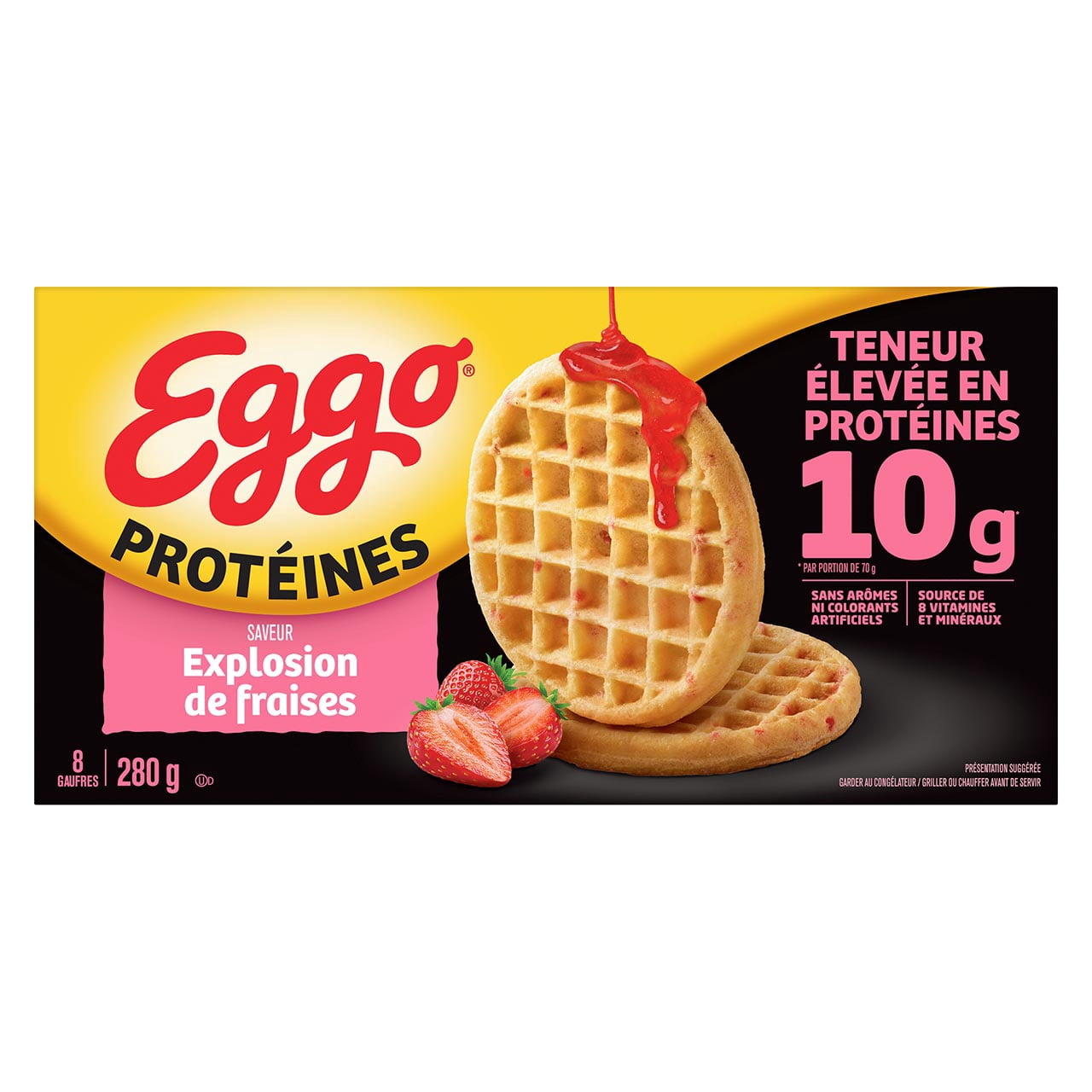 Kellogg's Eggo Protéines Explosion de Fraises Gaufres 280g