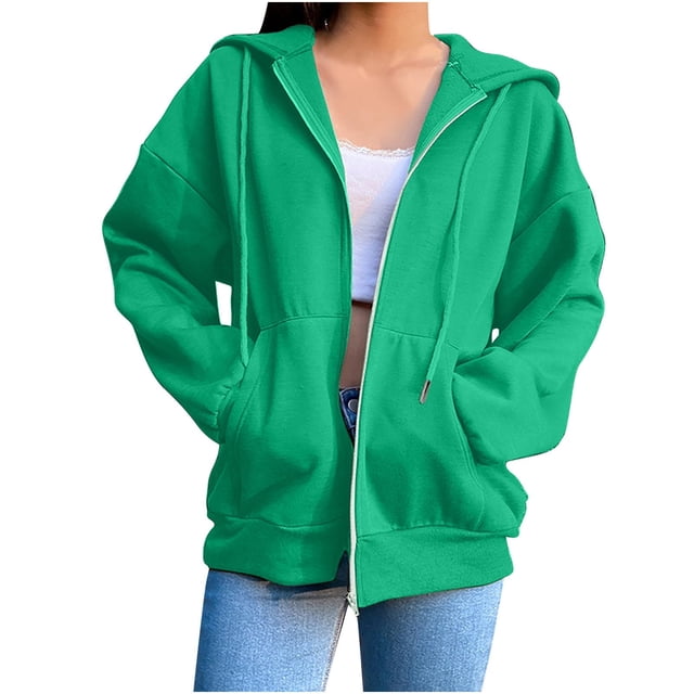 Timegard Vestes pour Femmes à Fermeture Éclair devant à Manches Longues Chandails à Capuchon Confortables avec Poches Vêtements d'Automne