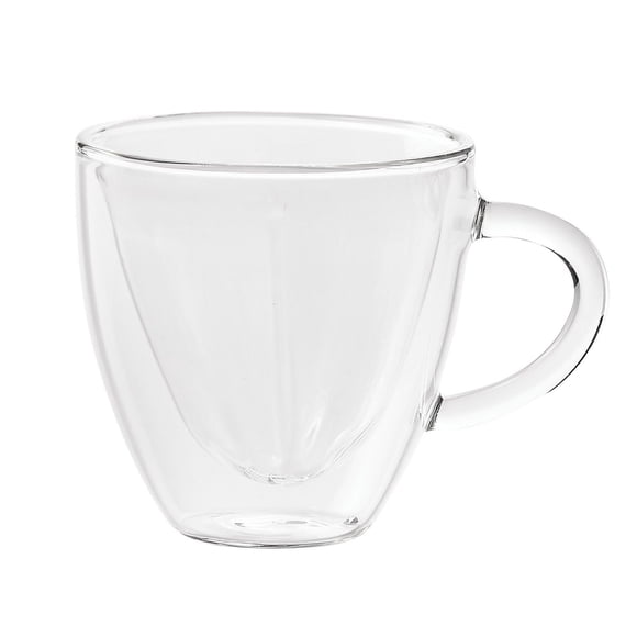 Safdie & Co. Premium Barista Amore Glass Coffee Mugs with Handle, Transparent Tea Glasses for Hot/Cold Beverages, Perfect Design for Americano, Cappuccinos, Latte or Macchiato, Tea and Beverage 2Piece
