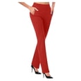 thumbnail image 3 of Penkiiy Pantalon de Yoga Bootcut pour Femme, Contrôle du Ventre, Taille Haute, Extensible 4 Directions, Rouge, P, 3 of 4