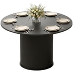 HOMCOM Table à manger ronde, Table de cuisine avec socle encastré, Noir