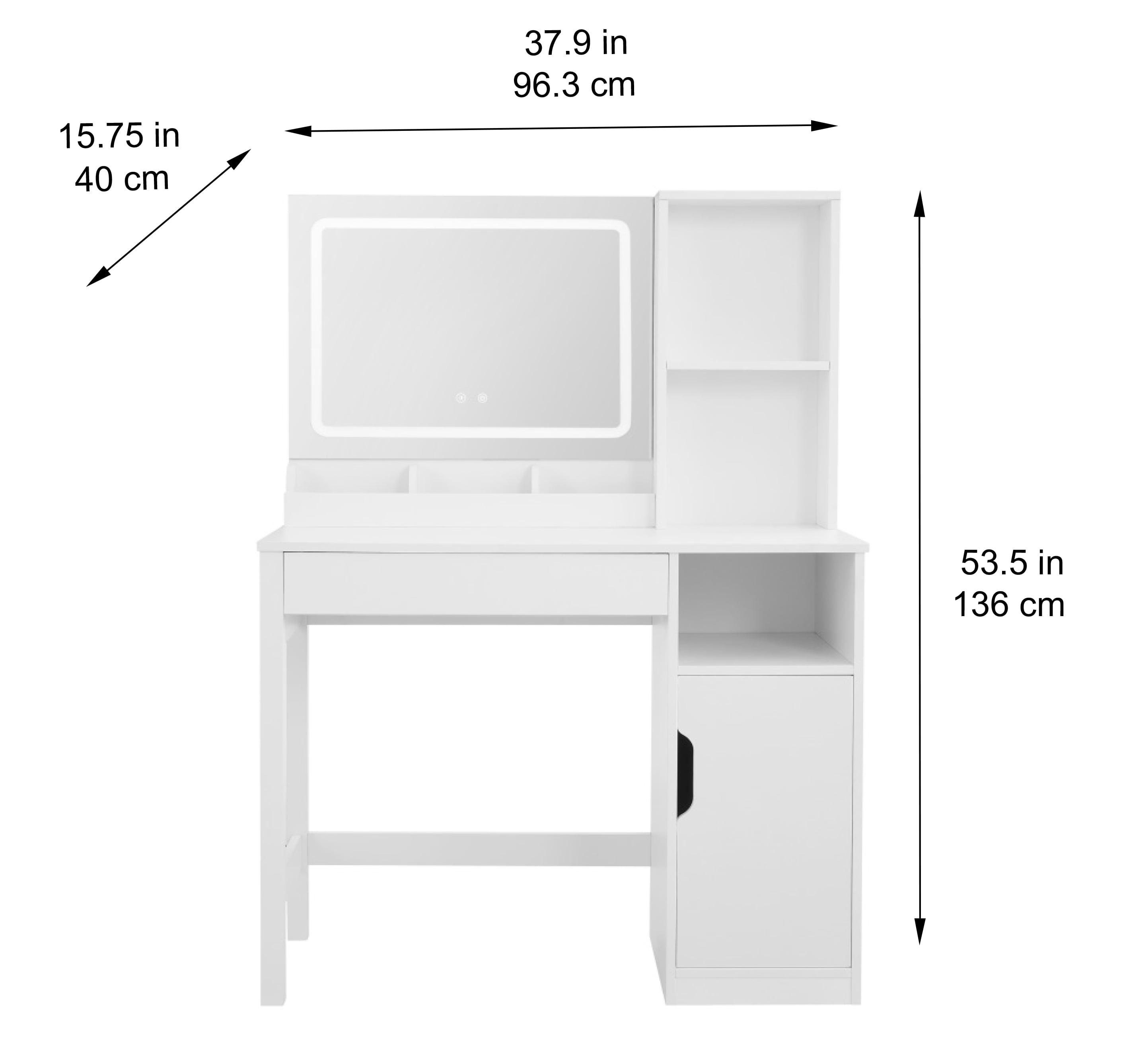 Mainstays Coiffeuse avec miroir éclairé et rangement
