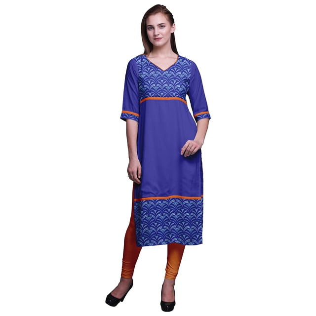 Bimba Kurta à Panneaux Imprimée Kurti Droite pour Femmes Vêtements d'Été Indiens