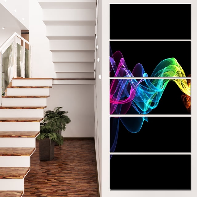 Vagues de Ruban Abstraites sur Fond Noir - Impression d'Art Mural sur Toile Abstraite